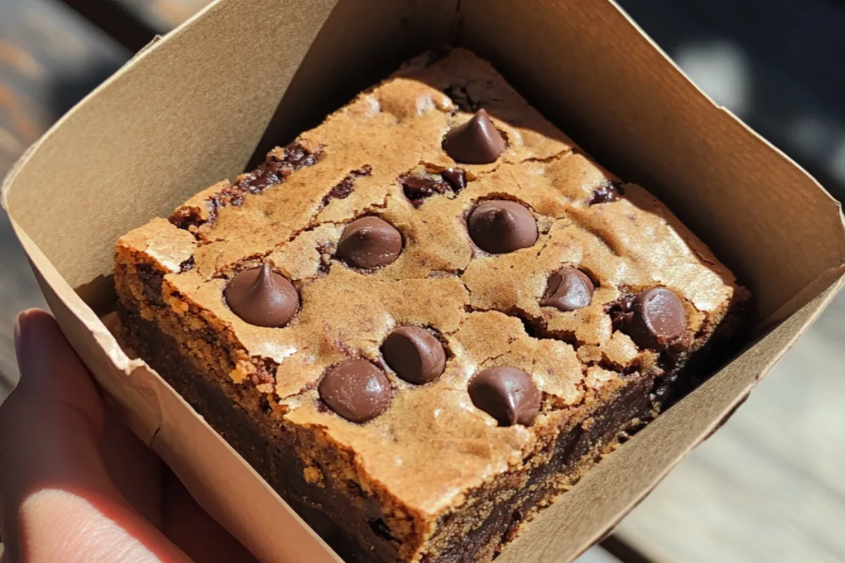 Trader Joe’s Brookie with a fudgy brownie base and chewy cookie top, combining two classic desserts into one hybrid treat