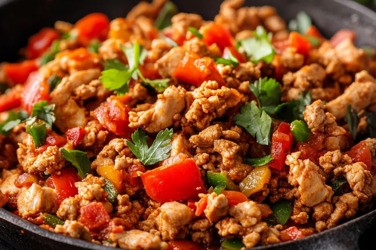 Ground chicken stir-fry with vegetables, a low-calorie dish perfect for weight loss