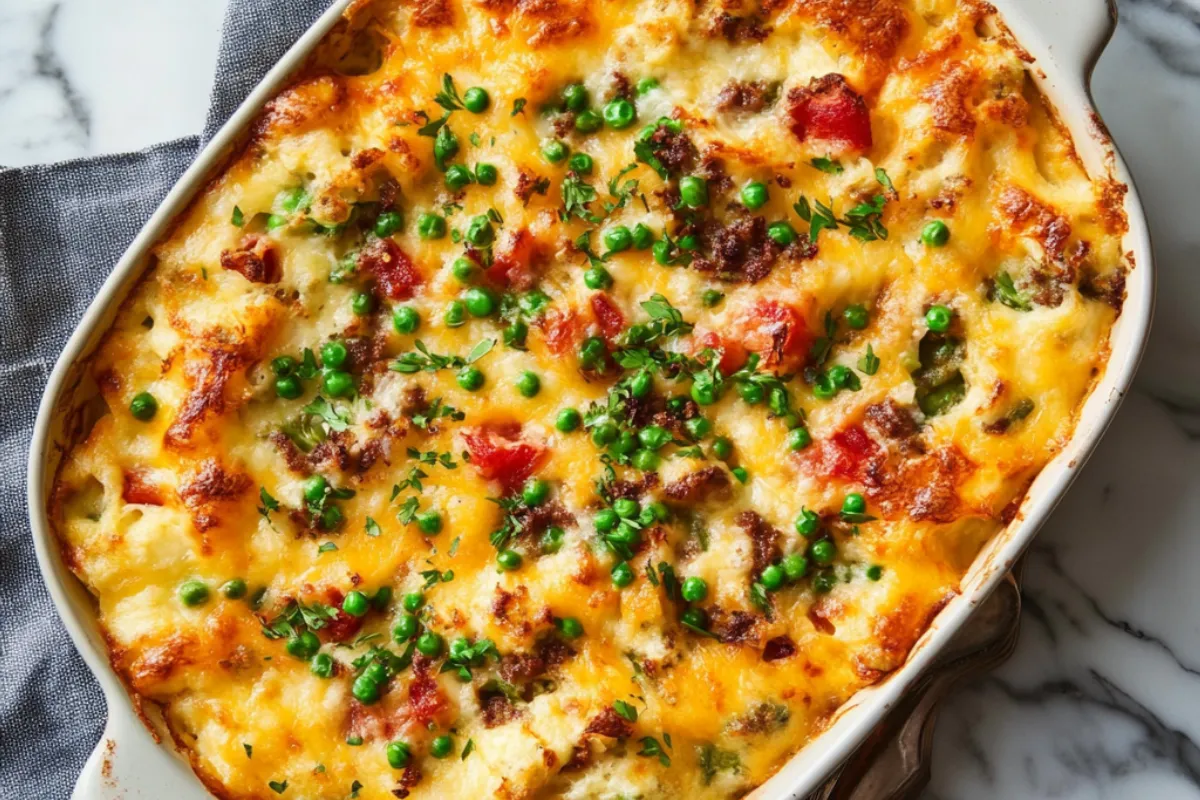 An easy and delicious casserole recipe with layers of cheese, vegetables, and protein, baked to golden perfection