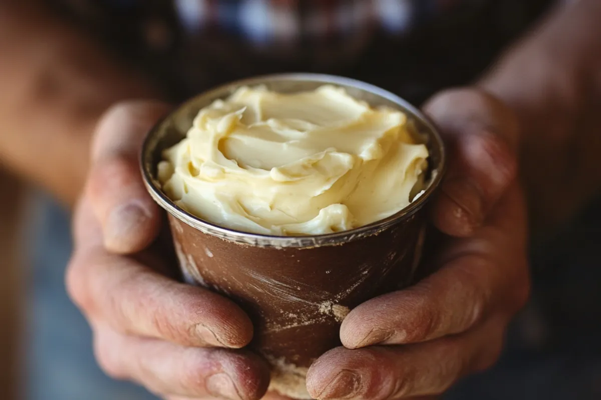 Image of cowboy butter served in a bowl with herbs, garlic, and spices as ingredients, perfect for dipping, spreading, and basting