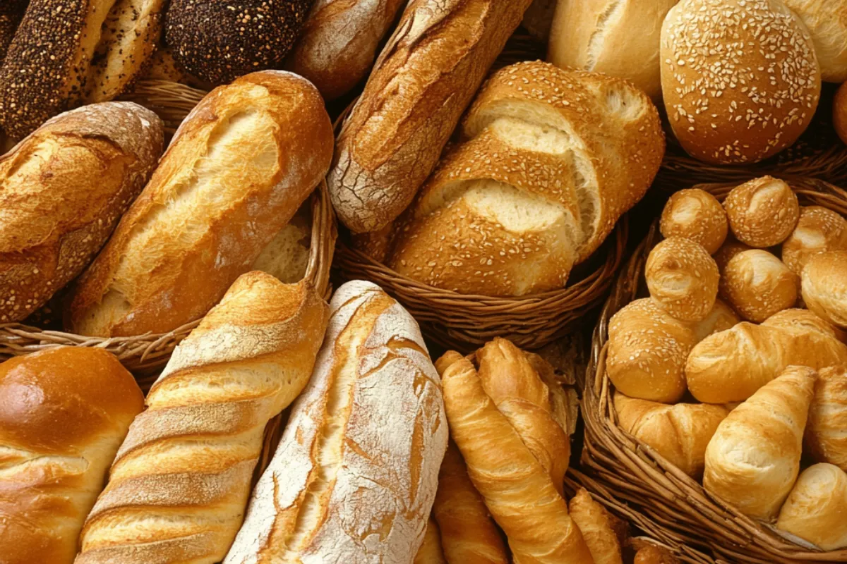 A fresh baguette with a crispy crust and airy crumb, showing the texture of traditional French bread